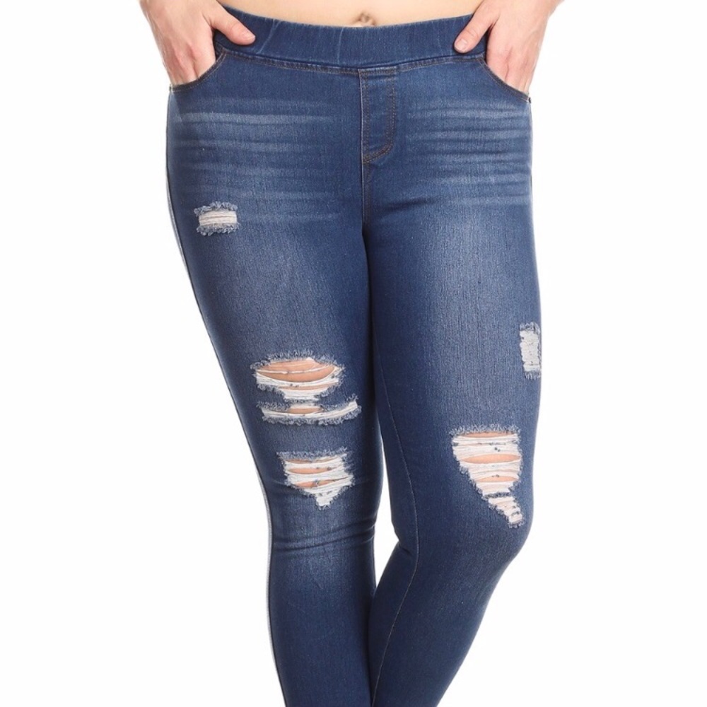Plus Size! Skinny Destroyed Jeans